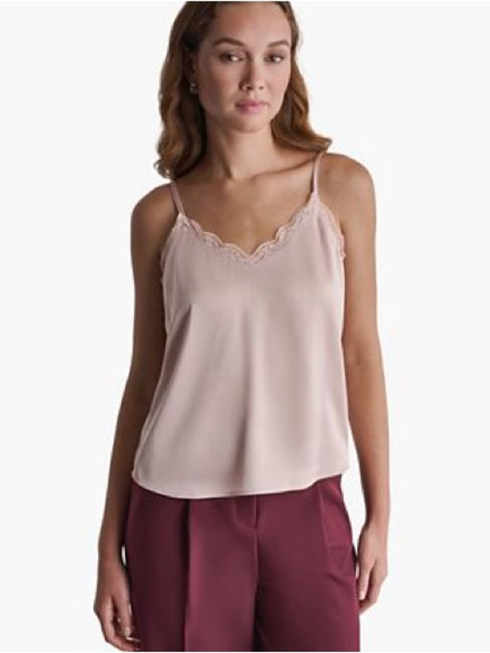 Express Blush Pink Lace Trim Camisole Chiffon Blouse